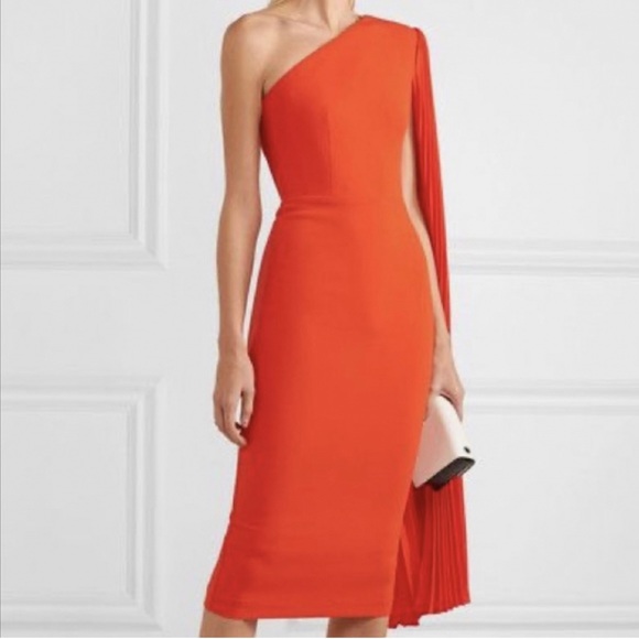 Alex Perry 6 Tangerine Red Lorin One Shoulder Lady Dress - Picture 5 of 11
